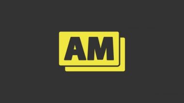 Sarı Saat AM simgesi gri arkaplanda izole edildi. Zaman sembolü. 4K Video hareketli grafik canlandırması