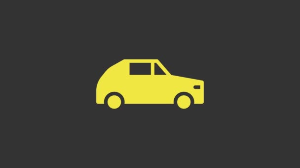 Icona auto gialla isolata su sfondo grigio. Animazione grafica 4K Video motion — Video Stock