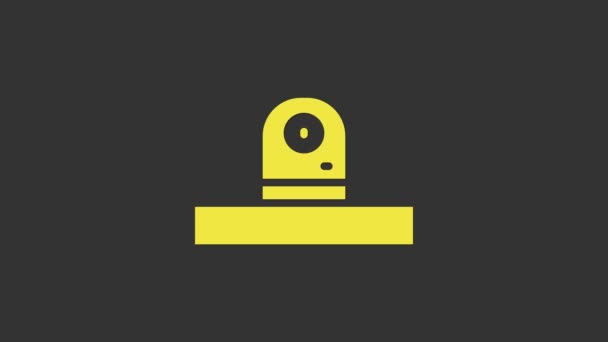 Yellow Security camera icon isolated on grey background. 4K Video motion graphic animation — Stock Video