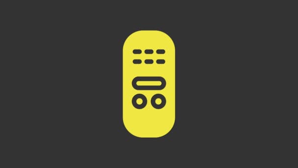 Icono de control remoto amarillo aislado sobre fondo gris. Animación gráfica de vídeo 4K — Vídeo de stock