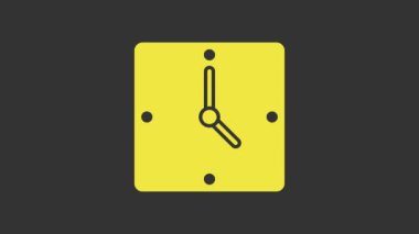 Sarı Saat simgesi gri arkaplanda izole edildi. Zaman sembolü. 4K Video hareketli grafik canlandırması