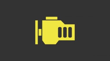 Sarı Denetim motor simgesi gri arkaplanda izole edildi. 4K Video hareketli grafik canlandırması