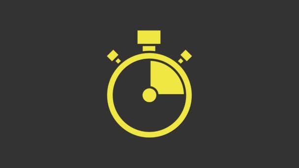 Pictograma Yellow Stopwatch izolată pe fundal gri. Semn de cronometru. Semn cronometru. 4K Animație grafică în mișcare video — Videoclip de stoc
