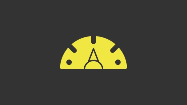 Yellow Speedometer icon isolated on grey background. 4K Video motion graphic animation — Stock Video