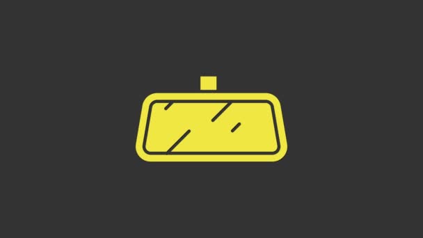 Icona specchio auto giallo isolato su sfondo grigio. Animazione grafica 4K Video motion — Video Stock