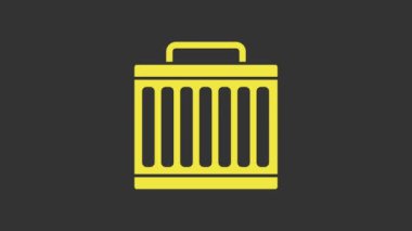 Sarı Araba Radyatör soğutma sistemi simgesi gri arkaplanda izole edildi. 4K Video hareketli grafik canlandırması