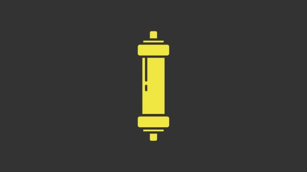 Yellow Shock absorber icon isolated on grey background. 4K Video motion graphic animation — Stock Video
