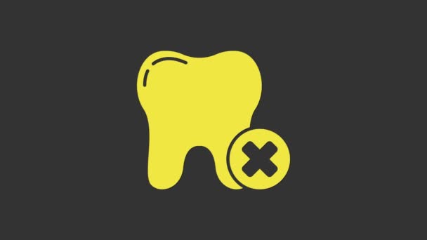 Dent jaune avec icône de carie isolée sur fond gris. La carie dentaire. Animation graphique de mouvement vidéo 4K — Video