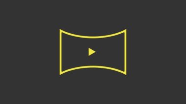 Sarı Online video oynatma simgesi gri arkaplanda izole edildi. Oyun işaretli film şeridi. 4K Video hareketli grafik canlandırması