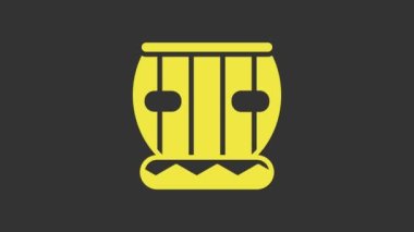 Sarı Hint müzik aleti tabla simgesi gri arkaplanda izole edildi. 4K Video hareketli grafik canlandırması