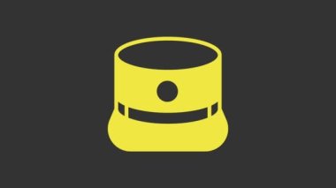 Sarı Kepi simgesi gri arkaplanda izole edildi. Yüzbaşı ordu üniforması başlığı. Tarihsel genel şapka. 4K Video hareketli grafik canlandırması