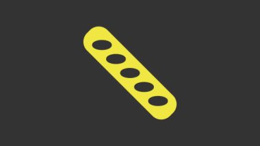 Gri arka planda izole edilmiş sarı Fransız baget ekmeği ikonu. 4K Video hareketli grafik canlandırması