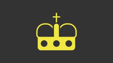 Sarı İspanyol tacı gri arka planda izole edilmiş. 4K Video hareketli grafik canlandırması