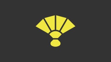 Sarı Fan flamenko aksesuar simgesi gri arkaplanda izole edildi. 4K Video hareketli grafik canlandırması