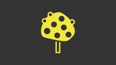 Gri zemin üzerinde meyve ikonu olan sarı portakal ağacı. 4K Video hareketli grafik canlandırması