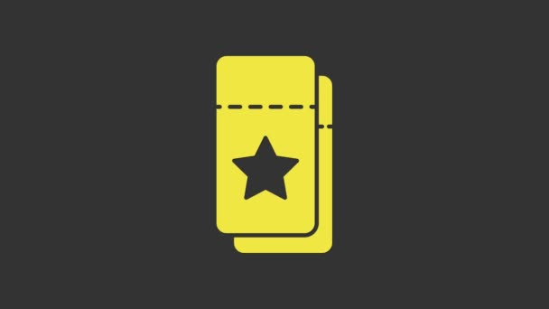 Icône de billet de cinéma jaune isolé sur fond gris. Animation graphique de mouvement vidéo 4K — Video