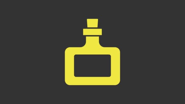 Icona bottiglia di salsa gialla isolata su sfondo grigio. Bottiglie di ketchup, senape e maionese con salsa per fast food. Animazione grafica 4K Video motion — Video Stock