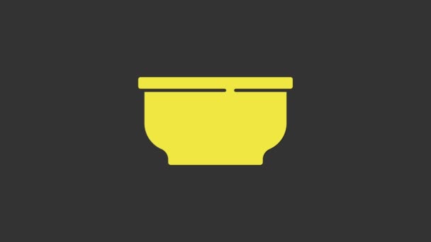 Icona ciotola gialla isolata su sfondo grigio. Animazione grafica 4K Video motion — Video Stock