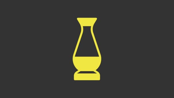 Желтая икона индийской вазы выделена на сером фоне. Видеографическая анимация 4K — стоковое видео