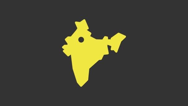 Gul Indien karta ikon isolerad på grå bakgrund. 4K Video motion grafisk animation — Stockvideo