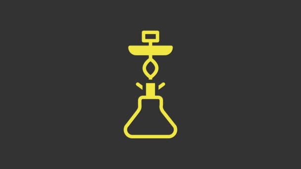 Yellow Hookah icon isolated on grey background. 4K Video motion graphic animation — Stock Video