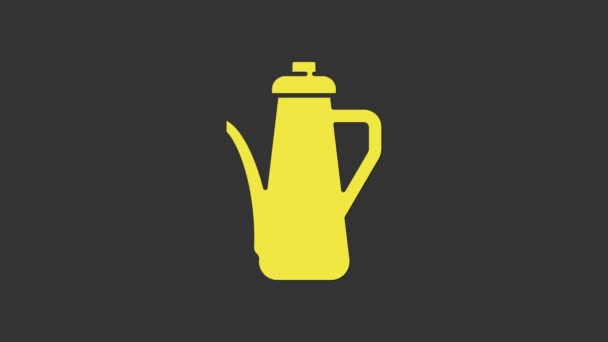 Icono de la tetera amarilla aislado sobre fondo gris. Animación gráfica de vídeo 4K — Vídeo de stock