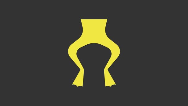 Icono de patas de rana amarilla aislado sobre fondo gris. Animación gráfica de vídeo 4K — Vídeo de stock