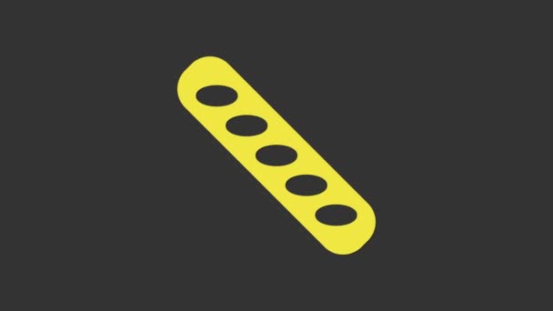 Icono de pan baguette francés amarillo aislado sobre fondo gris. Animación gráfica de vídeo 4K — Vídeos de Stock