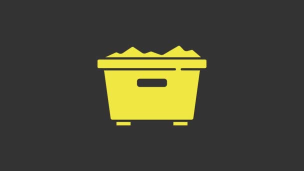 Gelbe Mülleimer auf grauem Hintergrund. Mülleimer-Schild. Papierkorb-Symbol. Büromüll-Ikone. 4K Video Motion Grafik Animation — Stockvideo