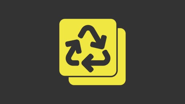 Gele Prullenbak symbool pictogram geïsoleerd op grijze achtergrond. Circulaire pijl pictogram. Milieu recycleerbaar wordt groen. 4K Video motion grafische animatie — Stockvideo
