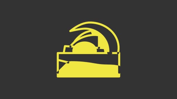 黄色のコンサートホールオーディオ・デ・テネリフェのアイコンは灰色の背景に隔離されています。スペインのサンタクルス・デ・テネリフェ。4Kビデオモーショングラフィックアニメーション — ストック動画