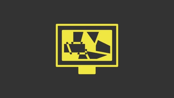 灰色の背景に隔離された黄色の画像アートアイコン。4Kビデオモーショングラフィックアニメーション — ストック動画