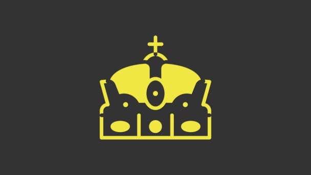 Ikon spain Mahkota Kuning terisolasi pada latar belakang abu-abu. Animasi grafis gerak Video 4K — Stok Video