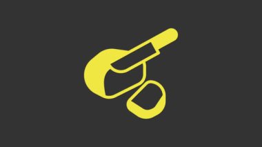 Sarı Kanada Peameal pastırması ikonu gri arka planda izole edilmiş. 4K Video hareketli grafik canlandırması