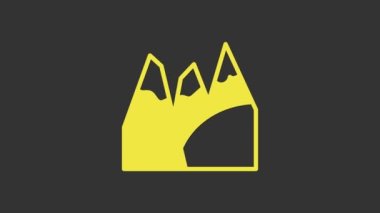 Sarı Dağlar simgesi gri arkaplanda izole edildi. Zaferin ya da başarının sembolü. Gol başarısı. 4K Video hareketli grafik canlandırması