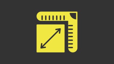 Gri arkaplanda sarı kağıt boyutu simgesi izole edildi. 4K Video hareketli grafik canlandırması