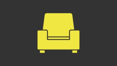 Sarı Kol Koltuğu simgesi gri arkaplanda izole edildi. 4K Video hareketli grafik canlandırması