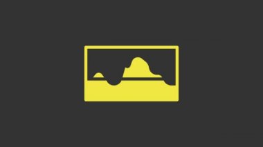 Sarı Müzik Dalga Dengeleyici simgesi gri arkaplanda izole edildi. Ses dalgası. Ses dijital dengeleyici teknolojisi, konsol paneli, nabız müzikali. 4K Video hareketli grafik canlandırması