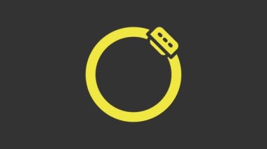 Sarı bisiklet fren diski simgesi gri arkaplanda izole edildi. 4K Video hareketli grafik canlandırması