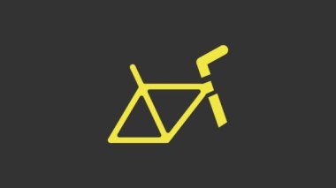 Sarı bisiklet çerçeve simgesi gri arkaplanda izole edildi. 4K Video hareketli grafik canlandırması