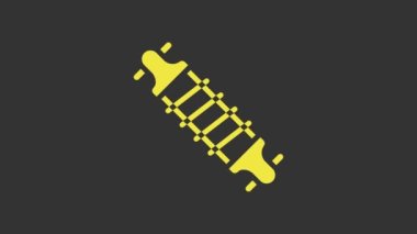 Sarı bisiklet süspansiyon simgesi gri arkaplanda izole edildi. 4K Video hareketli grafik canlandırması