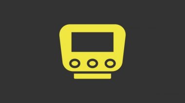 Sarı bisiklet hız göstergesi simgesi gri arkaplanda izole edildi. 4K Video hareketli grafik canlandırması