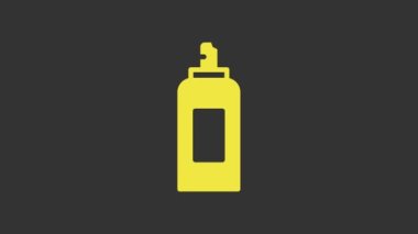 Gri arkaplanda sarı boya spreyi ikonu izole edildi. 4K Video hareketli grafik canlandırması