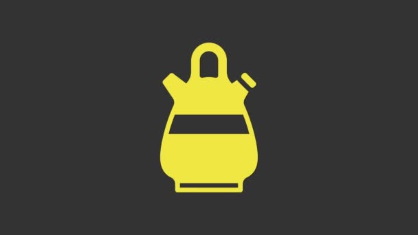 Žlutá ikona džbánu Sangria izolovaná na šedém pozadí. Tradiční španělský nápoj. Grafická animace pohybu videa 4K — Stock video