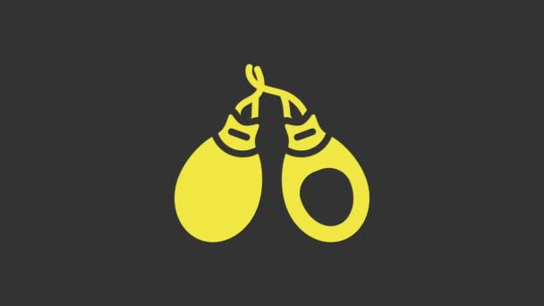 Yellow Musical instrument castanets icon isolated on grey background. 4K Video motion graphic animation — Stock Video