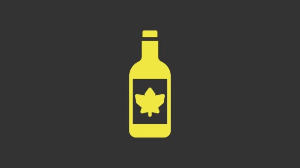 Ikona żółtego piwa na szarym tle. 4K Animacja graficzna ruchu wideo — Wideo stockowe
