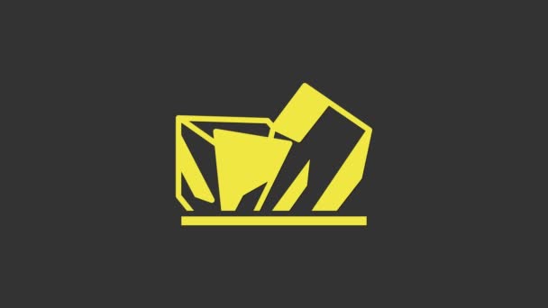 Yellow Royal Ontario μουσείο στο Τορόντο, Καναδάς εικονίδιο απομονώνονται σε γκρι φόντο. 4K Γραφική κίνηση κίνησης βίντεο — Αρχείο Βίντεο