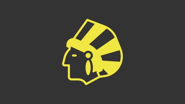Ícone índio-americano nativo amarelo isolado em fundo cinza. Animação gráfica em movimento de vídeo 4K — Vídeo de Stock