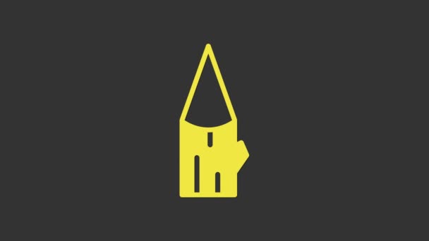 Icona in legno giallo isolato su sfondo grigio. Animazione grafica 4K Video motion — Video Stock