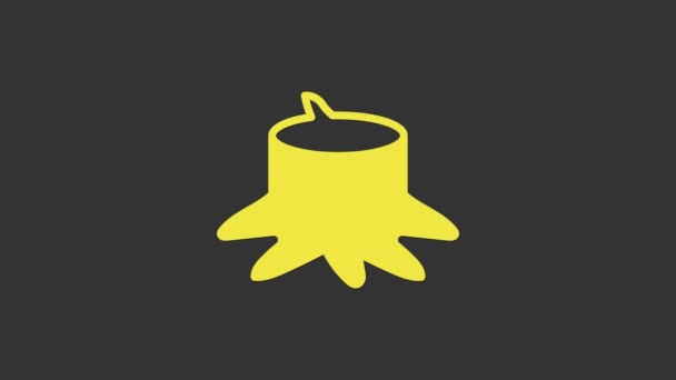 Gele boomstronk pictogram geïsoleerd op grijze achtergrond. 4K Video motion grafische animatie — Stockvideo